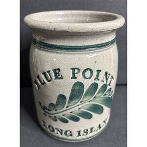 Westerwald Pottery Utensil Crock Blue Point Long Island Stoneware Signed *READ